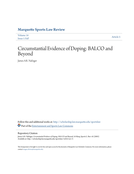 Circumstantial Evidence of Doping: BALCO and Beyond James A.R