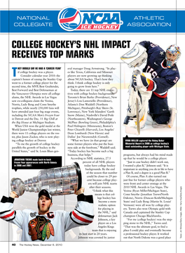 College Hockey's Nhl Impact Receives Top Marks