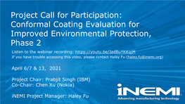 Project Call for Participation: Conformal Coating Evaluation