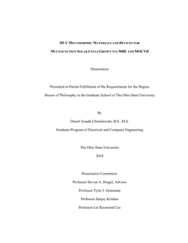 III-V Metamorphic Materials and Devices for Multijunction Solar