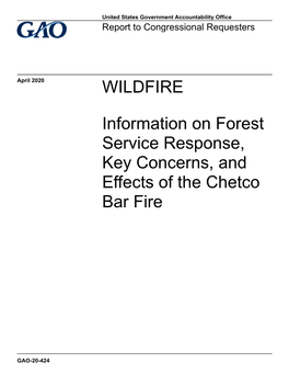 GAO-20-424, WILDFIRE: Information on Forest Service Response, Key Concerns, and Effects of the Chetco Bar Fire