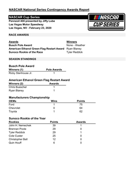 Contingency Awards Report
