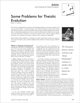 Some Problems for Theistic Evolution