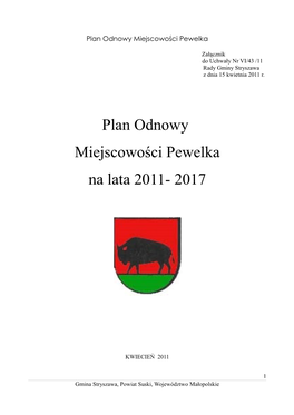 Plan Odnowy Miejscowości Pewelka Na Lata 2011- 2017