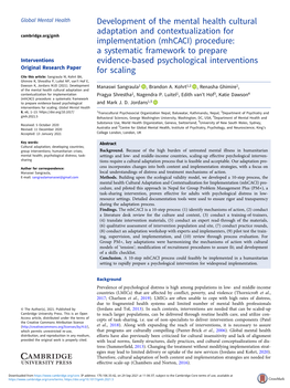 Development of the Mental Health