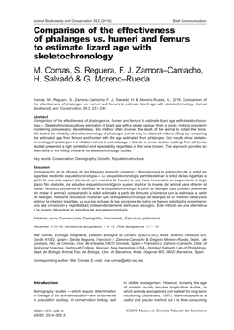 M. Comas, S. Reguera, F. J. Zamora–Camacho, H. Salvadó & G. Moreno–Rueda Comparison of the Effectiveness of Phalanges V