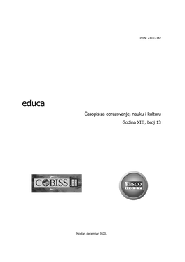 Časopis Za Obrazovanje, Nauku I Kulturu Godina XIII, Broj 13