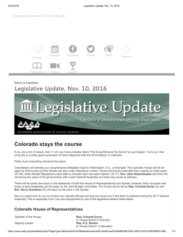 Legislative Update, November 10, 2016