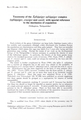 Ephippiger, Cruciger and Cunii), with Special Reference to the Mechanics of Copulation (Orthoptera, Tettigoniidae)