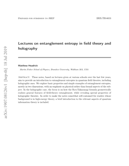 Lectures on Entanglement Entropy in Field Theory and Holography