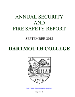 Annual Security and Fire Safety Report