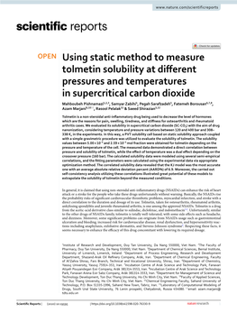 Using Static Method to Measure Tolmetin Solubility at Different