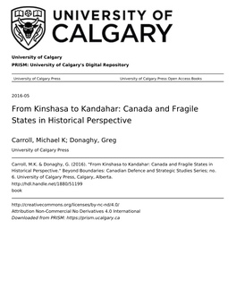 From Kinshasa to Kandahar: Canada and Fragile States in Historical Perspective