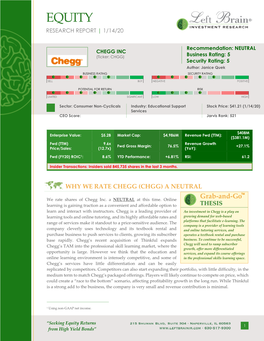 Equity Research Report | 1/14/20