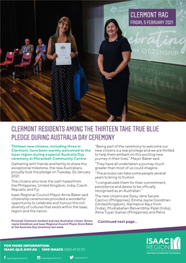 Clermont Residents Among the Thirteen Take True Blue Pledge During Australia Day Ceremony Clermont