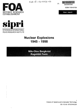 Nuclear Explosions 1945 -1998