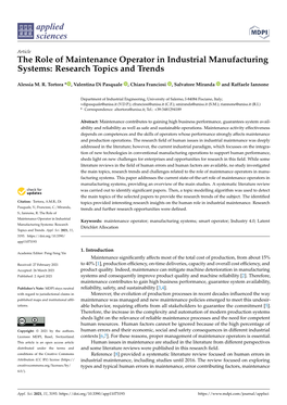 The Role of Maintenance Operator in Industrial Manufacturing Systems: Research Topics and Trends