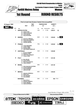 1St Round ROUND RESULTS