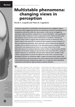 Multistable Phenomena: Changing Views in Perception David A