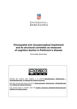 Visuospatial and Visuoperceptual Impairment and Its Structural Correlates As Measures of Cognitive Decline in Parkinson’S Disease