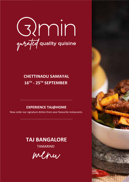 Taj Bangalore Tamarind Delivery Guidelines