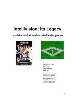 Intellivision: Its Legacy, and the Evolution of Baseball Video Games