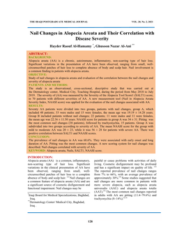 Nail Changes in Alopecia Areata and Their Correlation with Disease Severity