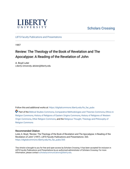 Review: the Theology of the Book of Revelation and the Apocalypse: a Reading of the Revelation of John