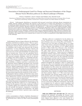 Association of Anthropogenic Land Use Change and Increased Abundance of the Chagas Disease Vector Rhodnius Pallescens in a Rural Landscape of Panama