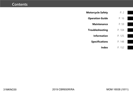 2019 CBR650R/RA Owner's Manual