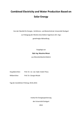 Combined Electricity and Water Production Based on Solar Energy