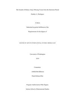 The Sounds of Silence: Iraq's Missing Voices from the Sanctions Period
