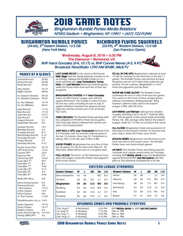 2018 Game Notes