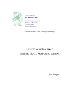 Lower Columbia River WATER TRAIL MAP and GUIDE