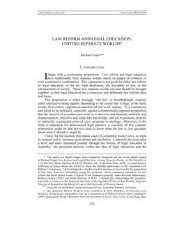 Law Reform and Legal Education: Uniting Separate Worlds*