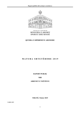 RAPORT PUBLIK MBI ARRITJET E NXËNËSVE TIRANË, Nëntor 2019