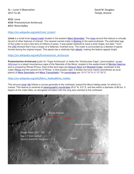 AL – Lunar II Observation David M. Douglass 2017-11-26 Tempe, Arizona