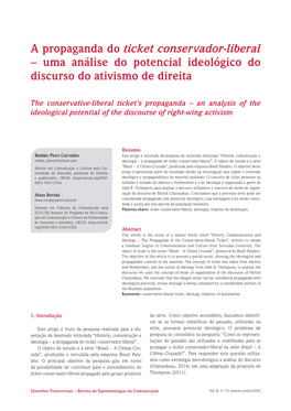 Uma Análise Do Potencial Ideológico Do Discurso Do Ativismo De Direita