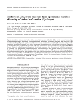 Stuart, B.L. and Fritz, U. 2008. Historical DNA from Museum Type