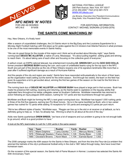 Nfc News 'N' Notes
