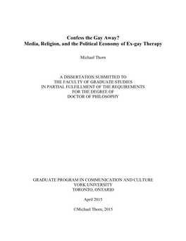 Confess the Gay Away? Media, Religion, and the Political Economy of Ex-Gay Therapy