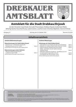 Amtsblatt Für Die Stadt Drebkau/Drjowk