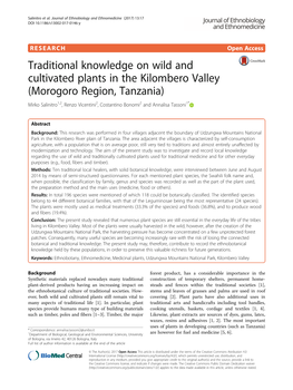 Traditional Knowledge on Wild and Cultivated Plants in the Kilombero