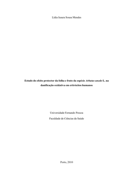 Lídia Isaura Sousa Mendes Estudo Do Efeito Protector Da Folha E Fruto Da