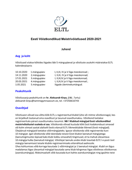 Eesti Võistkondlikud MV 2020-2021