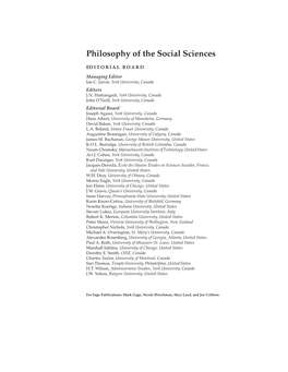 Philosophy of the Social Sciences