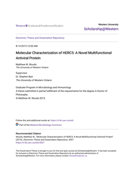 Molecular Characterization of HERC5: a Novel Multifunctional Antiviral Protein