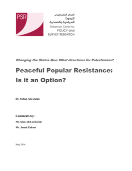 Peaceful Popular Resistance: Is It an Option?