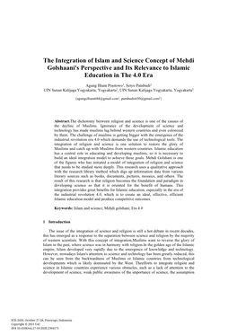 The Integration of Islam and Science Concept of Mehdi Golshaani's Perspective and Its Relevance to Islamic Education in the 4.0 Era