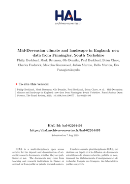 Mid-Devensian Climate and Landscape in England: New Data from Finningley, South Yorkshire